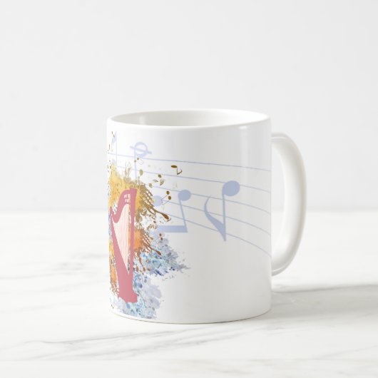 Harfen-Farbexplosions-Kaffee-Tasse Kaffeetasse (VorderseiteRechts)