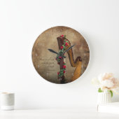 Harfen-Uhr Große Wanduhr (Zuhause)