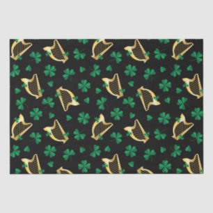Harfen und Kleeblätter zum St. Patty's Day Seidenpapier