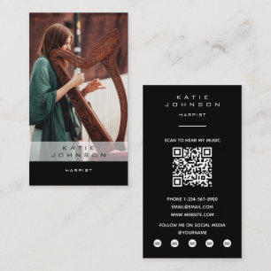 Harfenistin Harfenmusikerin Lehrerin Foto QR Code Visitenkarte