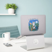 Harfenmondengel Aufkleber (Laptop auf Schreibtisch)