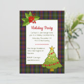 Hargis Tartan Kariertes festliches Party Einladung (Stehend Vorderseite)