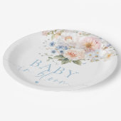 Hargove Blue Floral Baby in Bloom Baby Dusche Pappteller (Schrägansicht)