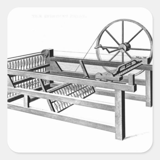 Hargreaves's Spinning Jenny, graviert von Quadratischer Aufkleber (Vorderseite)
