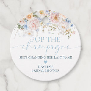 Hargrove Blau Floral Pop The Champagne Dusche Geschenkanhänger