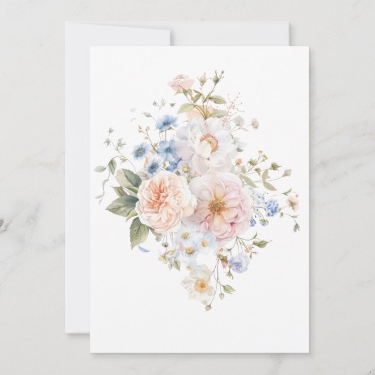 Hargrove Blue Floral Baby Dusche Einladung (Rückseite)