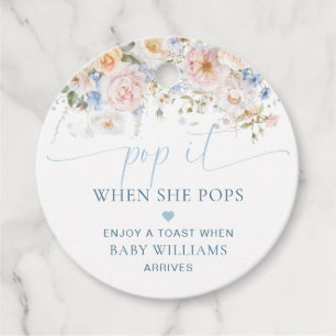 Hargrove Blue Floral Baby Dusche Pop It Geschenkanhänger