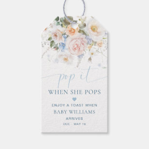 Hargrove Blue Floral Baby Dusche Pop It Geschenkanhänger