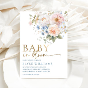 Hargrove Blue Floral Baby in Bloom Baby Dusche Folieneinladung