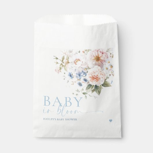 Hargrove Blue Floral Baby in Bloom Baby Dusche Geschenktütchen (Vorderseite)