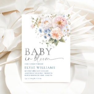 Hargrove Blue Floral Baby In Bloom Babyparty Folieneinladung