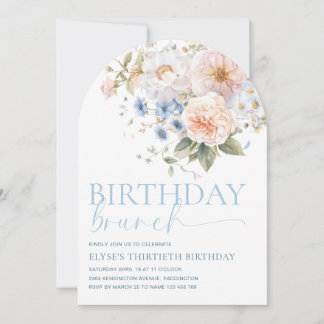 Hargrove Blue Floral Birthday Brunch Arch Einladung