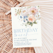 Hargrove Blue Floral Birthday Brunch Einladung
