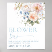 Hargrove Blue Floral Blume Bar Sign Poster (Vorne)