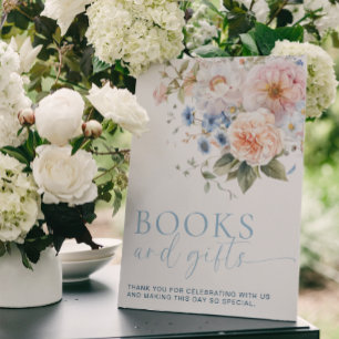 Hargrove Blue Floral Books and Gifts Sign Poster