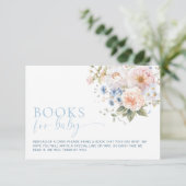 Hargrove Blue Floral Books für Baby Request Card Einladung (Stehend Vorderseite)