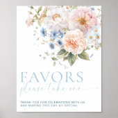 Hargrove Blue Floral Favorits Sign Poster (Vorne)