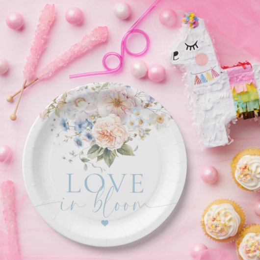 Hargrove Blue Floral Liebe in Bloom Brautparty Pappteller (Party)