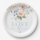 Hargrove Blue Floral Liebe in Bloom Brautparty Pappteller (Vorderseite)