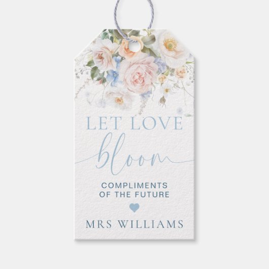 Hargrove Blue Floral Ließ Liebe Bloom Favor Gesche Geschenkanhänger (Vorderseite)