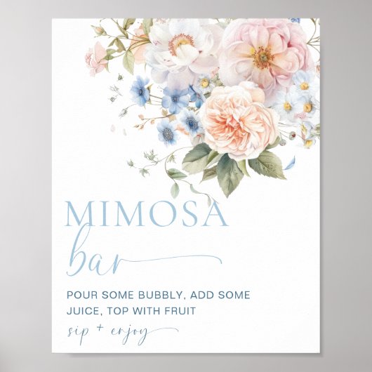Hargrove Blue Floral Mimosa Bar Poster (Vorne)