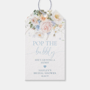 Hargrove Blue Floral Pop The Bubbly Champagne Geschenkanhänger