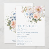 Hargrove Blue Floral Probe Dinner Einladung (Vorne/Hinten)