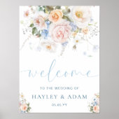 Hargrove Blue Floral Wedding Welcome Sign Poster (Vorne)