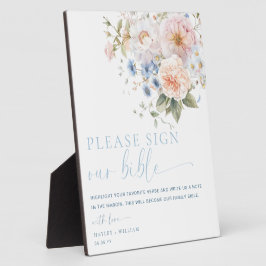 Hargrove Blue Sign Our Bible Wedding Guest Book Fotoplatte