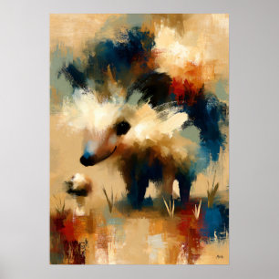 Harinezumi Pilz Süßes Baby Igel Kawaii Kunst Poster