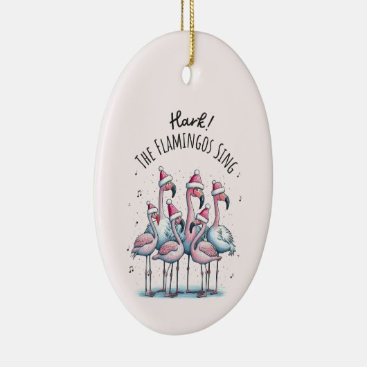 Hark The Flamingos Sing Keramik Ornament (Rechts)