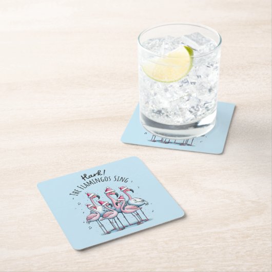 Hark The Flamingos Sing Rechteckiger Pappuntersetzer (Vor Ort)