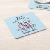 Hark The Flamingos Sing Rechteckiger Pappuntersetzer (angewinkelt)