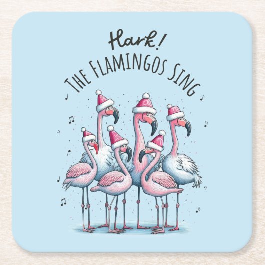 Hark The Flamingos Sing Rechteckiger Pappuntersetzer (Vorderseite)