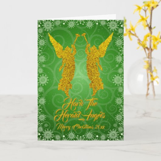 Hark The Herald Angels Frohe Weihnachtskarte 20xx Karte (Gelbe Blume)
