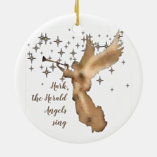Hark the Herald Angels Sing Weihnachten Keramik Ornament (Hinten)