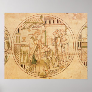 Harl. Roll Y.6 roundel 11 St. Guthlac ist Ordains Poster