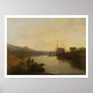 Harlech Schloss, von Twgwyn Fähre, das Evenin des Poster