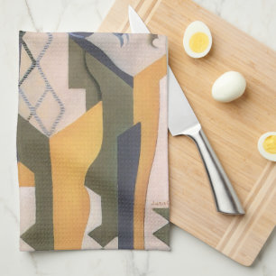 Harlekin an einem Tisch von Juan Gris, Vintage Kub Handtuch