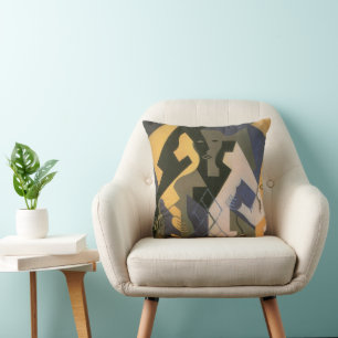 Harlekin an einem Tisch von Juan Gris, Vintage Kub Kissen