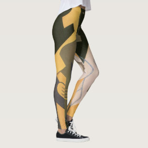 Harlekin an einem Tisch von Juan Gris, Vintage Kub Leggings