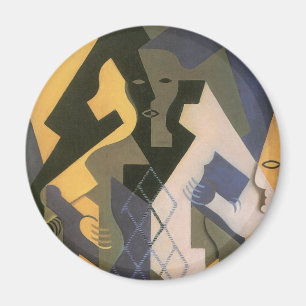 Harlekin an einem Tisch von Juan Gris, Vintage Kub Magnet