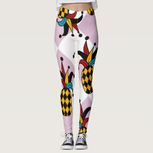 Harlekin-Ananas: Stilisierte Doodle-Vintage Leggings