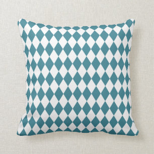 Harlekin aquamarin und weiß kissen