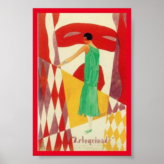 Harlekin Art Deco Poster (Vorne)