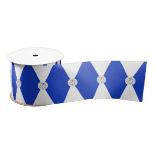 Harlekin Blaue Diamantform Geometrisch Satinband
