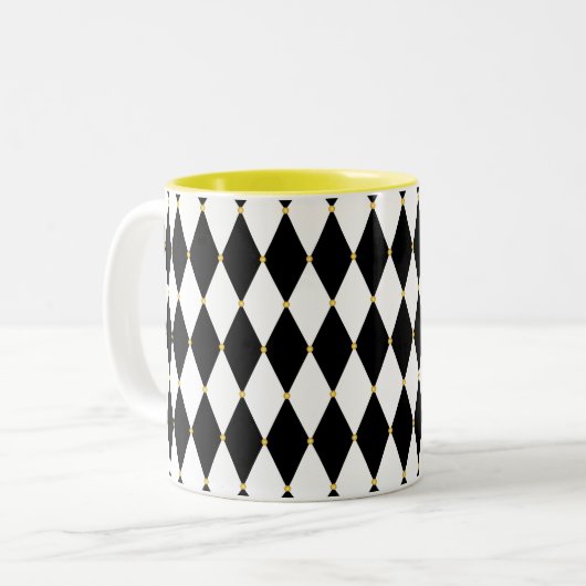 Harlekin-Diamant-Muster Zweifarbige Tasse (Vorderseite Links)