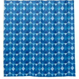 Harlekin-/Diamantmuster - Denim-Blues Duschvorhang
