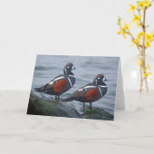 Harlekin duckt 7 x 5 gefaltete Gruß-Karte - freier Karte (Gelbe Blume)