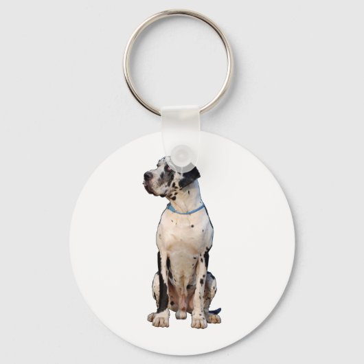 Harlekin Great Dane Schlüsselanhänger (Vorderseite)